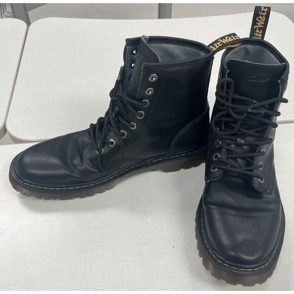 Dr Martens Awley Combat Biker Ankle Boots Mens 13 M Black Leather High EUC